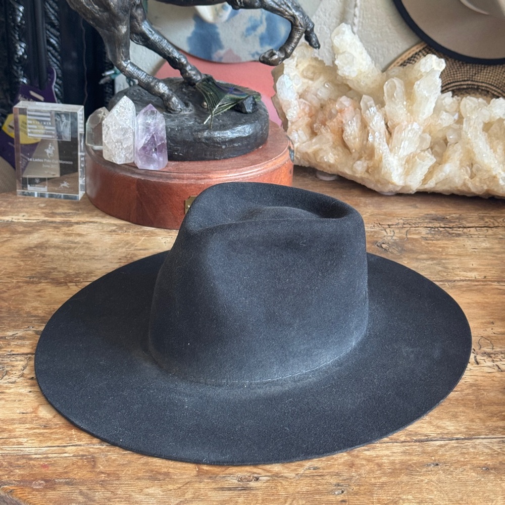 KemoSabe Grit Black 100x Felt distressed Stetson cowboy hat flat brim 7 1/8 57